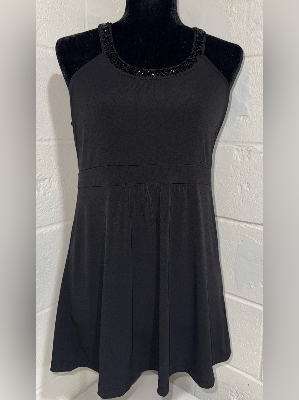 MICHAEL Michael Kors Black Beaded Neck Sleeveless Top M